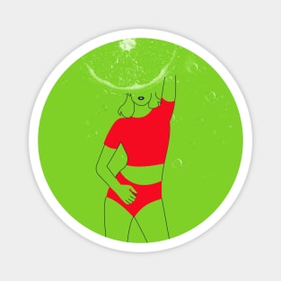 Bright lime girl Magnet